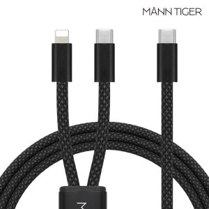 [N배송] 1+1 만타이거 2in1 PD 라이트닝 8핀+C타입 멀티 초고속 충전케이블