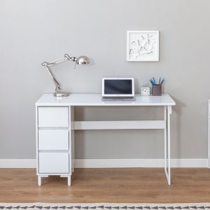 블렌드 데스크 화이트 서랍 컴퓨터 1인용 3단 수납 이케아 학생 공부 홈오피스 모듈 심플