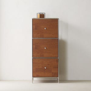 로쏘 델론 모듈 3단 수납 고무나무 장식장