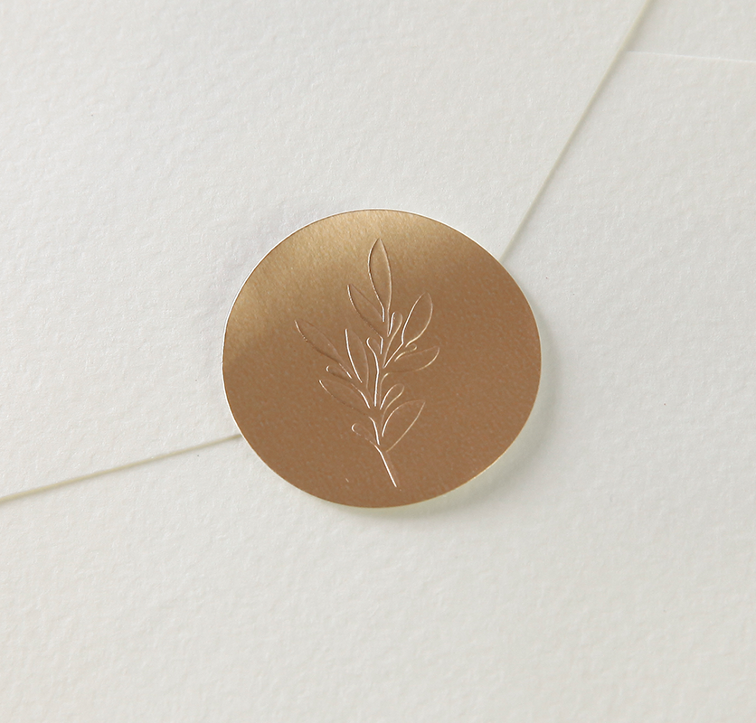 [봄카드] 결혼식 웨딩 청첩장 Leaf Gold 봉투 스티커 1set(10개)