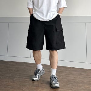 1+1 남자 카고 버뮤다 하프 팬츠 7부 나일론 밴딩 중학생 벌룬 반바지