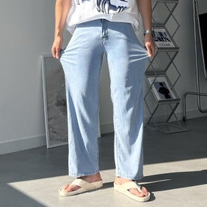[1+1할인]텐슬 남자 세미와이드 텐셀 쿨링냉동 스판 데님 청바지