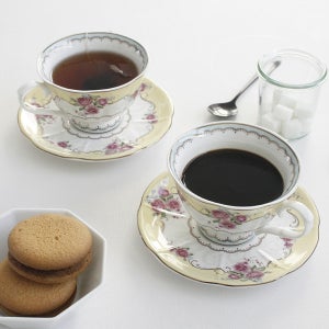 로얄 로즈 꽃 도자기 카페 커피잔 찻잔 2인조 세트