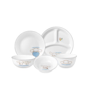 코렐 시나모롤 한국형 1인 5P 원형 삼절홈세트 / 그릇추천 이유식 유아식 캐릭터접시 키덜트 예쁜식기 선물