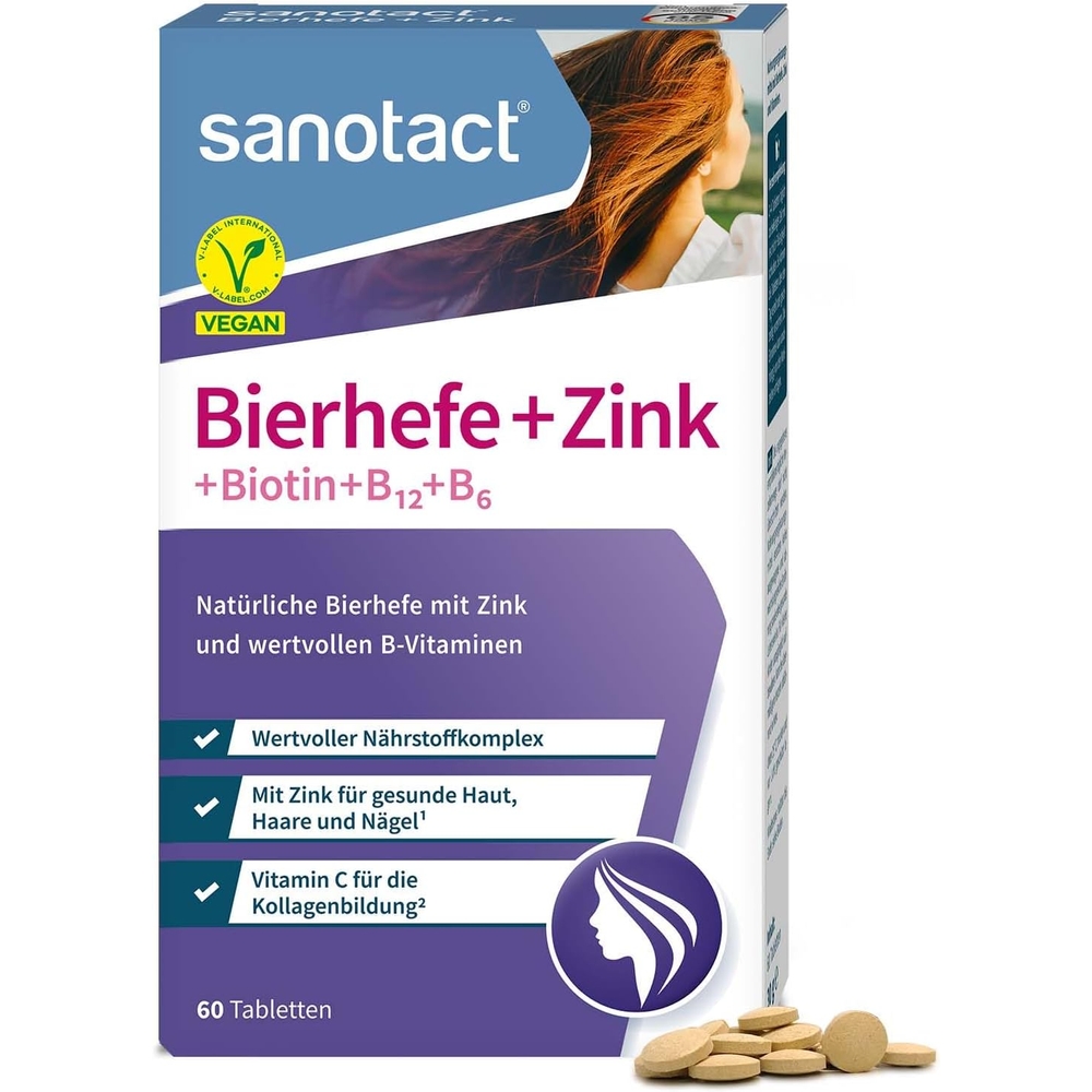 <b>Sanotact</b> Brewer 이스트 <b>아연</b> 60정 스킨 헤어 네일 비오틴 비타민 B12 B6