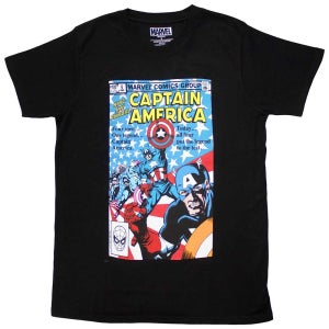 공식 MARVEL 마블 Many Captain Americas Comic Cover 반팔 티셔츠