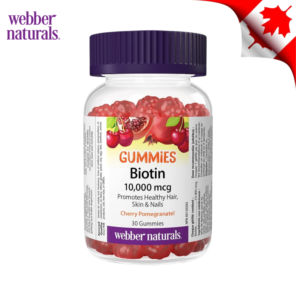 <b>웨버</b>네츄럴 비오틴 10,000mcg 석류 체리맛 30 젤리 구미