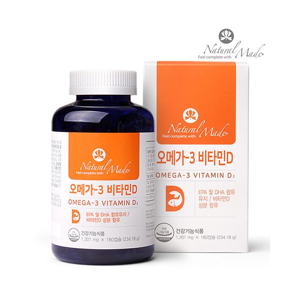 오매가 오메가쓰리 <b>네츄럴메이드 오메가3</b> 비타민D180캡슐