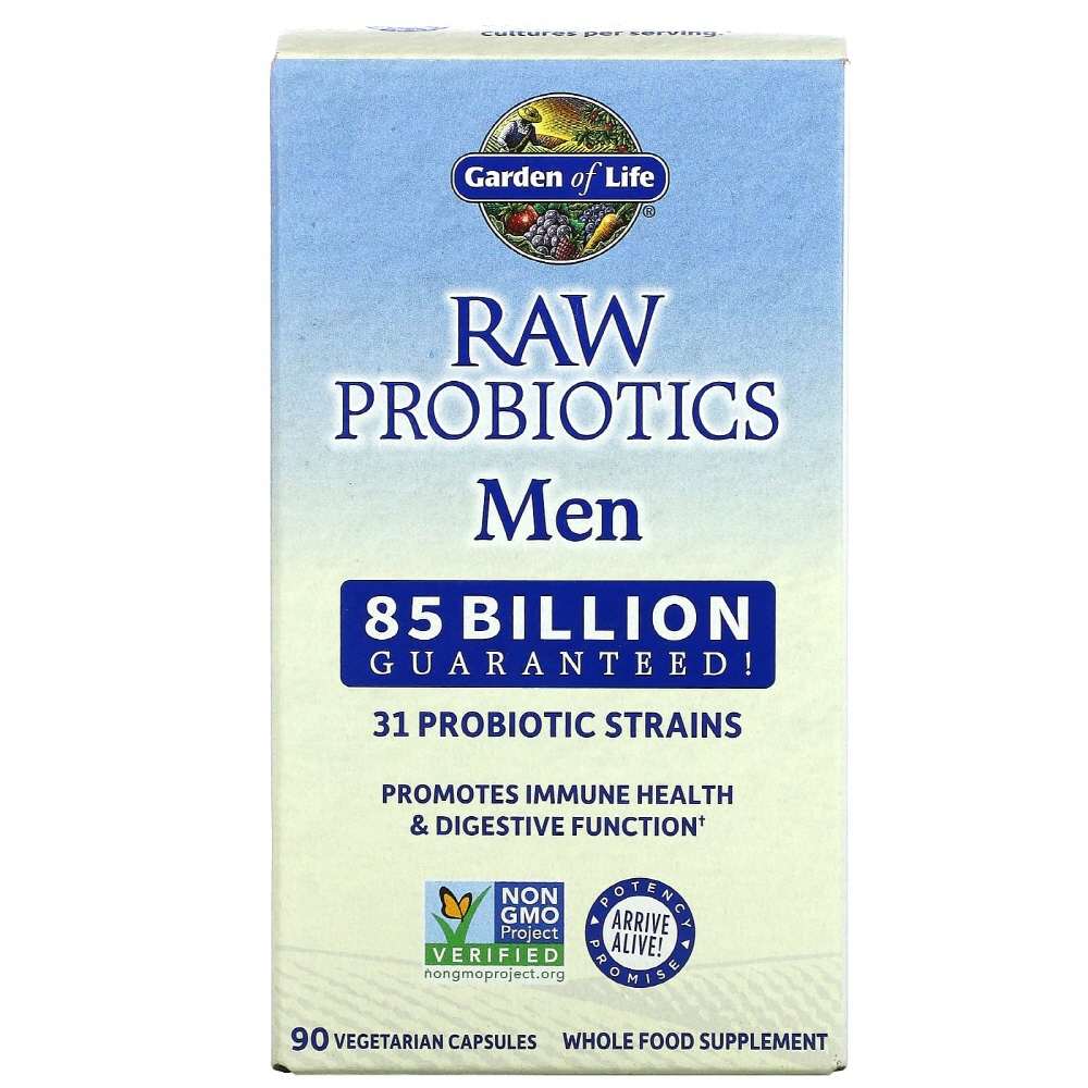 <b>가든오브라이프</b> RAW Probiotics 남성용 배양균 850억 마리 베지캡슐 90정