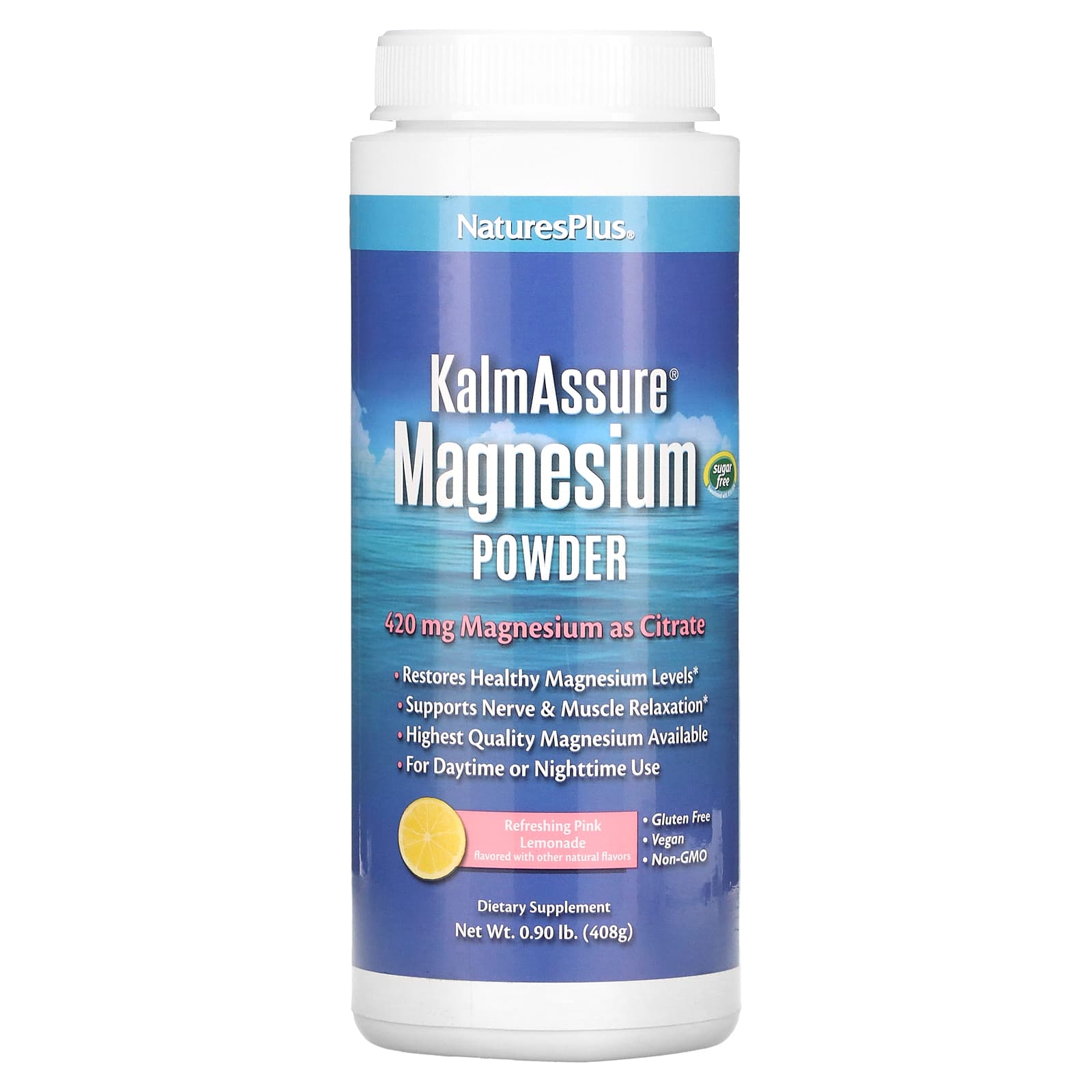 <b>네이쳐스플러스</b> Kalmassure 마그네슘 파우더 리프래싱 핑크 레모네이드 400mg 408g
