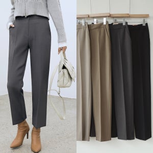 겨울 밴딩 세미 일자슬랙스 9부 10부 구김없는 여성 기모슬랙스 키작녀 정장바지 빅사이즈