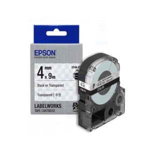 ST4K-PX EPSON 4MM 라벨테이프 ( 투명색 배경 검정글씨 )