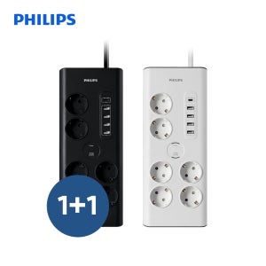 1+1 필립스 서지보호 프리미엄 6구 USB 고용량 멀티탭 과부하차단 안전 접지 2M