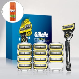 질레트 2024 프로쉴드 옐로우 매뉴얼 핸들1입 & 면도날12입+[증정]미니젤