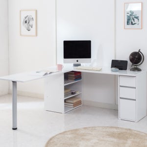 더블 데스크 ㄱ자 서랍 컴퓨터 1인 3단 오픈 수납 이케아 학생 공부 홈오피스 모듈 심플