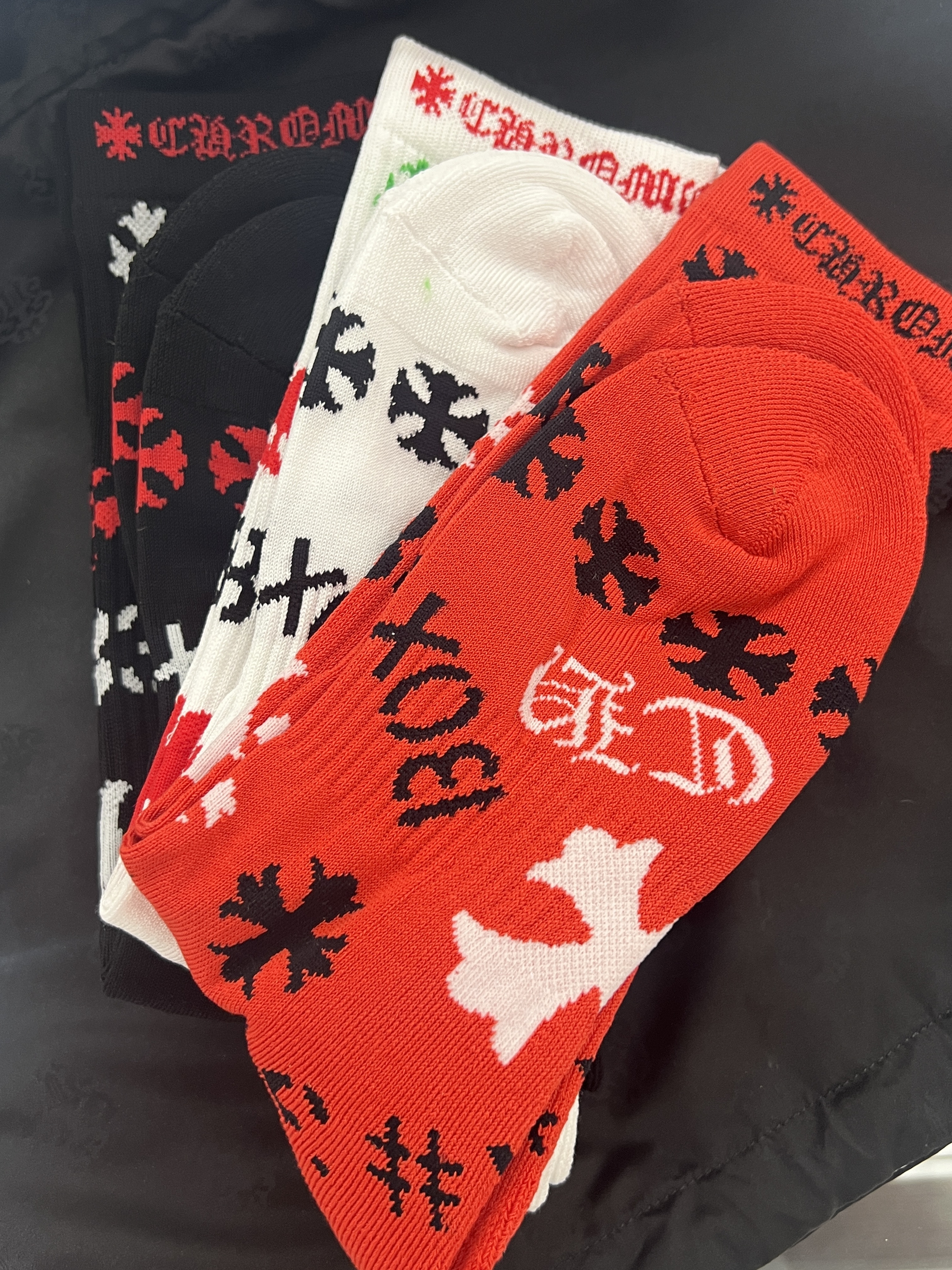 크롬하츠 크롬하츠 로고 자수 삭스 그린 QYUCHROME HEARTS SOCKS CHROME HEARTS SOCKS