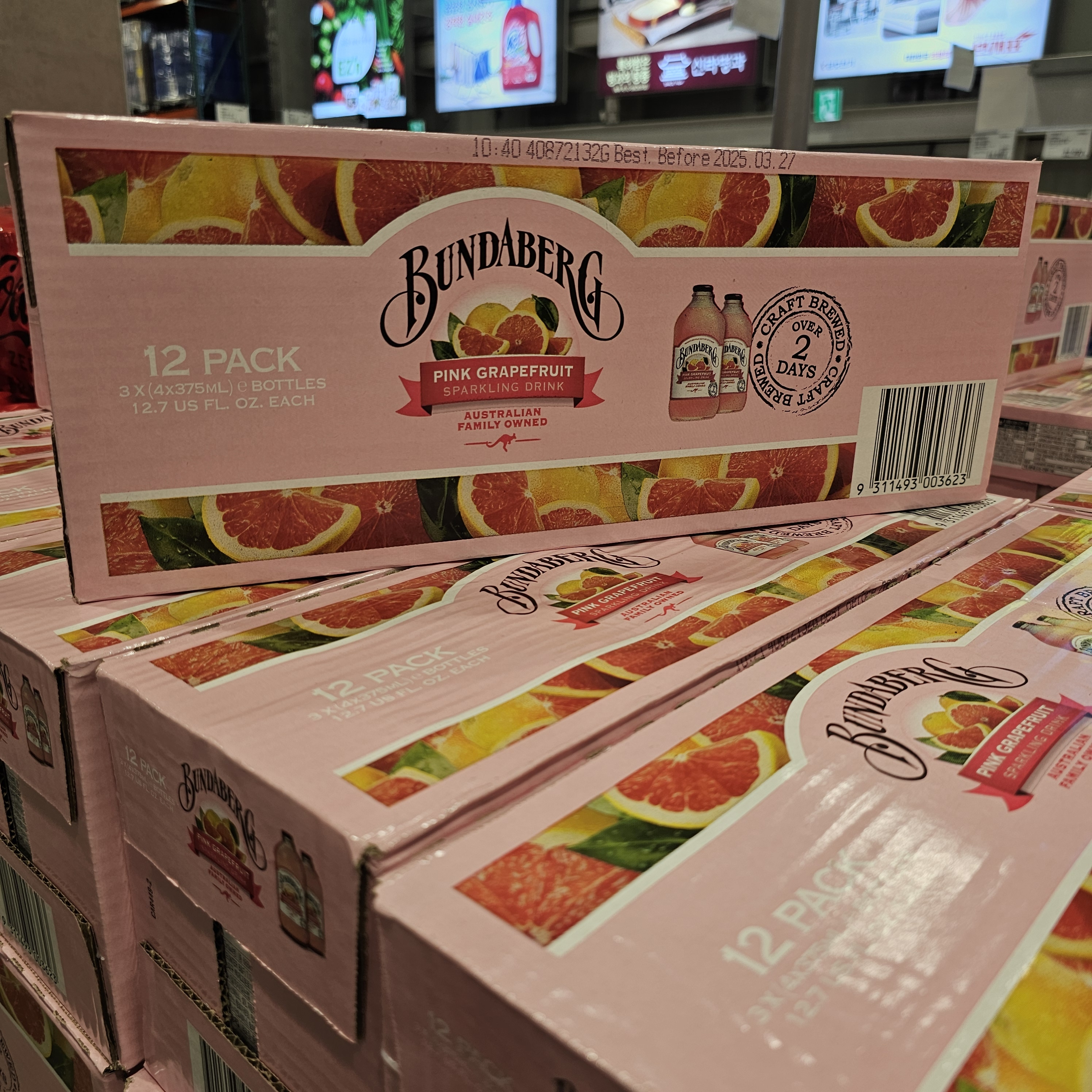 코스트코 분다버그 핑크 자몽 375ml x 12병 스파클링 드링크 음료 탄산 과일