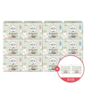 [울날중 4P 증정] [얇고편안] 좋은느낌 유기농 100% 순면커버 울트라 슬림 생리대 대용량 12팩