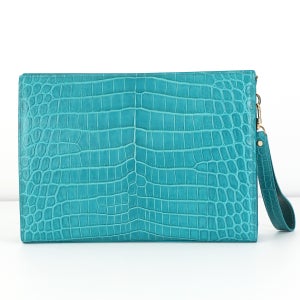악어가죽 클러치 무광 Turquoise / 30 사이즈