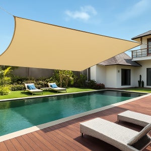 차광막 썬쉐이드 옥상 햇빛 그늘막 4면 샌드베이지 98% 4m x 6m