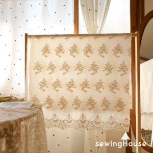 [대폭] 드래곤 플라워 면 코드사 레이스원단 내추럴