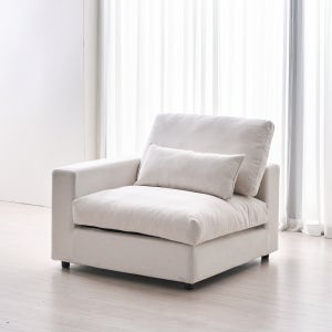 위메종 라니아 구스 1인 모듈 린넨 패브릭 소파