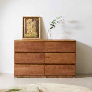 고무나무 원목 1200 와이드 깊은 서랍장 월넛