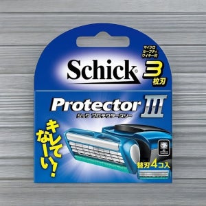 쉬크 프로텍터3용 교체날 4개 안전 3중날 면도기 Schick