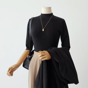 자체제작 슬림 반목 반폴라 니트 5부소매 이너 니트(비스코스49%)