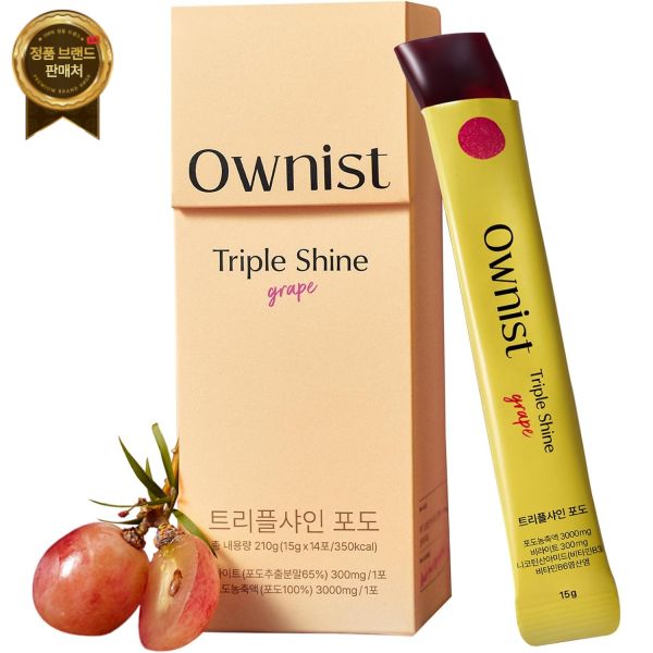 <b>Ownist</b> 삼중 콜라겐 액상 포장 온더고 - 가수분해된 마린 콜라겐, <b>엘라스틴</b>, 히알루론산 및 건강한 피부를 위한 비타민을 함유한 펩타이드 포도맛 14개 개별 스틱팩