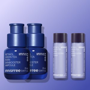 [더블기획] 이니스프리 레티놀 그린티 PDRN 스킨부스터 앰플 (피디알엔,속광,모공) 25ml, 2개