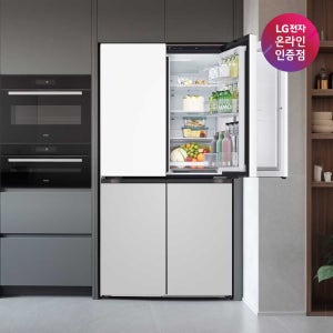 LG 매직스페이스 4도어 냉장고 870L 1등급 네이처 크림 화이트+크림 그레이(T875MHR111)