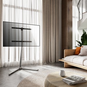 이젤형 TV스탠드 거치대 크롬 메탈 55인치 65인치 70인치 거실용 전시장 이노스 삼성