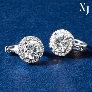 모이사나이트 랩그로운 샤이닝 링 귀걸이 1캐럿