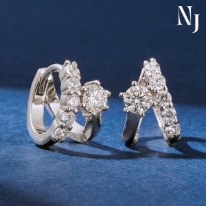 모이사나이트 랩그로운 두줄 볼드 링 귀걸이 3부