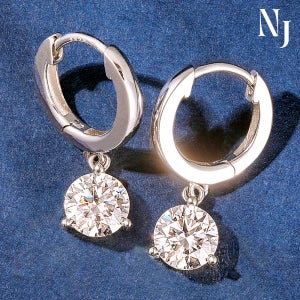 모이사나이트 랩그로운 3프롱 원터치 귀걸이 1캐럿