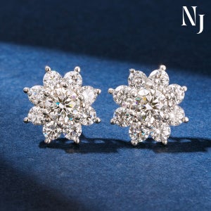 모이사나이트 랩그로운 플라워 블링 귀걸이 3부 5부