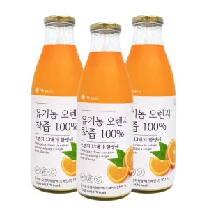 유기농오렌지주스 NFC 100% 착즙주스 1L, 3개