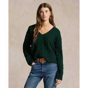 폴로 랄프 로렌 여성 케이블 니트 울 캐시미어 브이넥 스웨터(WMPOSWENC021045300)