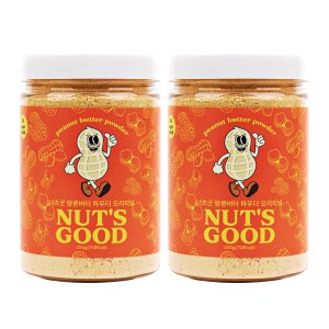 너츠굿 무가당 땅콩버터 무첨가 100% 파우더 무설탕 고단백 프로틴 가루 200g, 2개