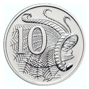 호주 10센트 달러 주화 발행년도 랜덤 (준미사용) 1개 큰거문고새