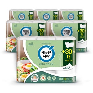 깨끗한나라 데일리 키친타올 110+5매6롤 x6팩