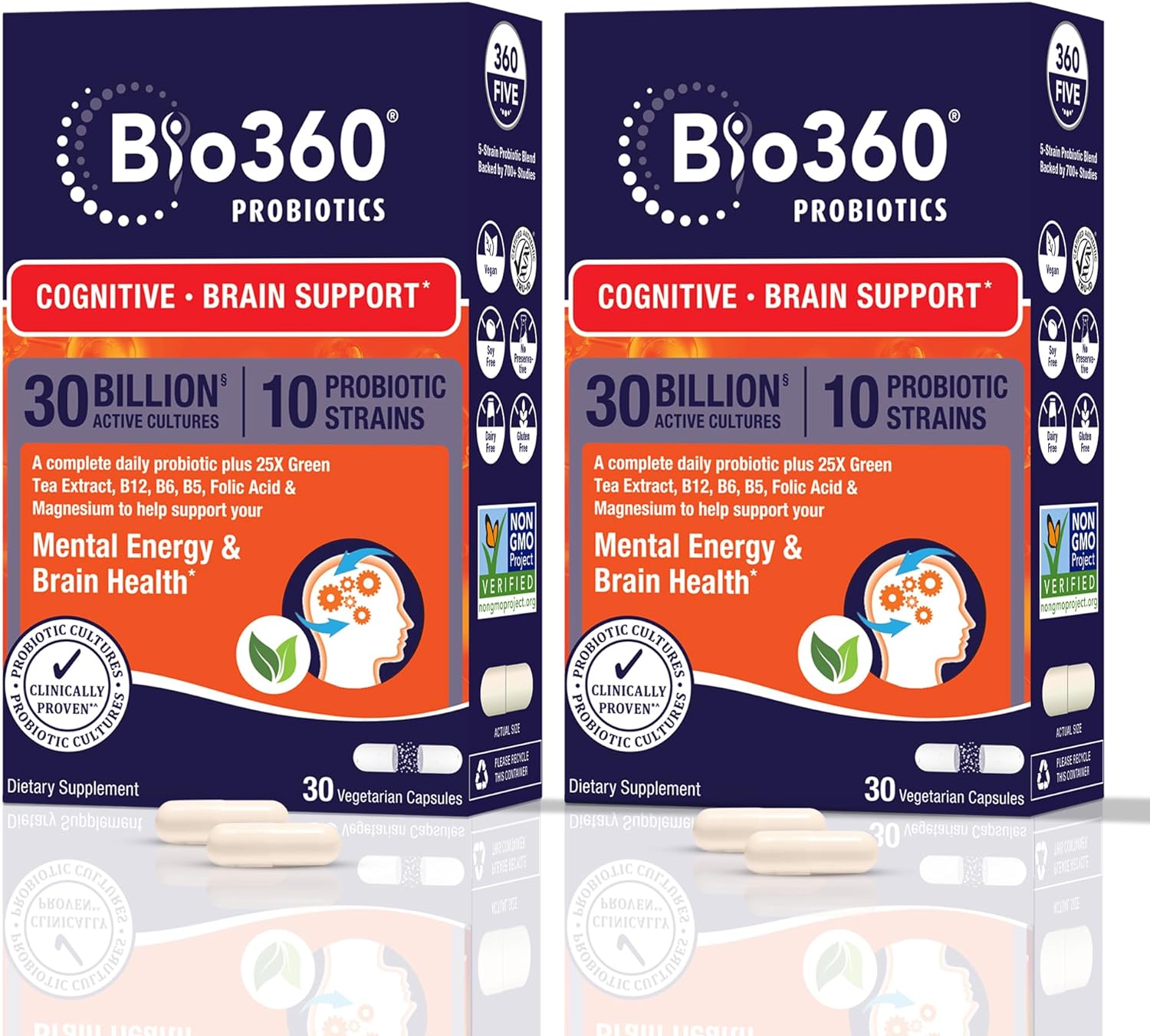 바이오360 코그니티브 <b>브레인</b> 서포트 프로<b>바이오틱</b> 300억 CFU 30캡슐 2개