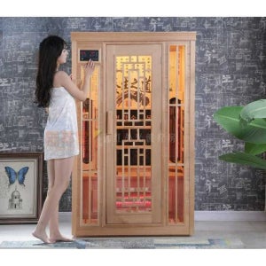 편백나무 건식사우나 원적외선 1인용 찜질방 홈사우나 단인용 전면 유리