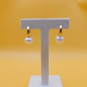 실버 골드도금 링 8mm 원터치 담수 진주귀걸이