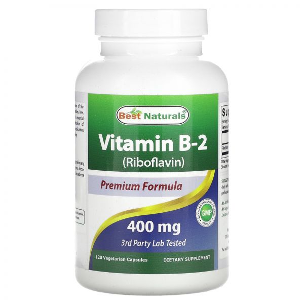 베스트 내추럴스 비타민B2 <b>리보플라빈 400mg</b> 식물성120캡슐
