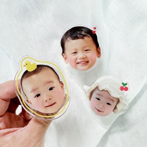 아기 얼굴 대형 강아지 고양이 반려동물 사진 아크릴 스마트톡 핸드폰 거치대 손잡이