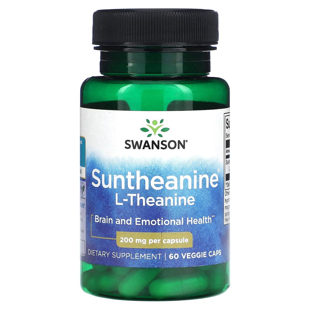 스완슨 Suntheanine <b>엘</b> <b>테아닌 200mg</b> 60캡슐 L<b>테아닌</b> <b>L-Theanine</b>