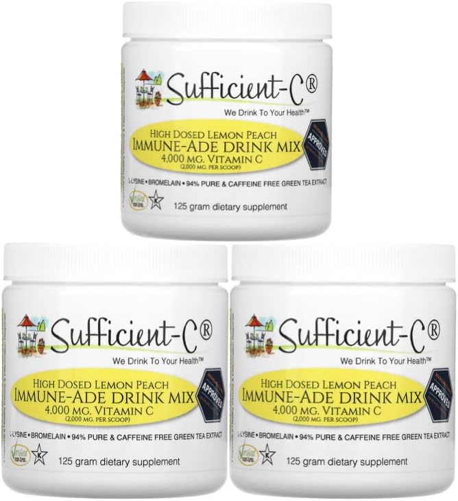 서피션트C 서피션트C 하이 도즈 비타민C 레몬 피치 <b>이뮨에이드</b> 드링크 믹스 125g 3개