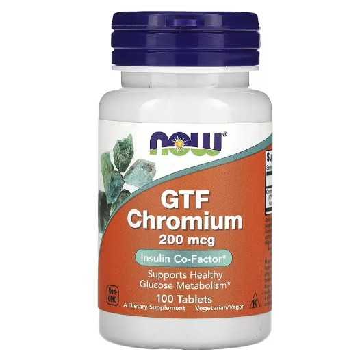 <b>나우푸드</b> GTF <b>크롬</b> 크로뮴 200mcg 100정 1통 NOW 고약사 약들약